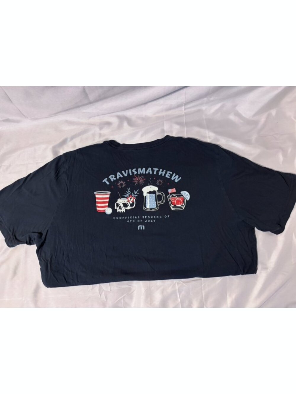 TravisMathew Men’s XXL Navy 4th of July Graphic T-Shirt Patriotic Golf Tee